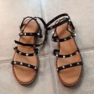 a new day Woman's  Black‎ Silver Studded Gladiator Sandals 8.5 M New